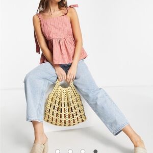 ASOS Peplum Rose Toe Strap Top